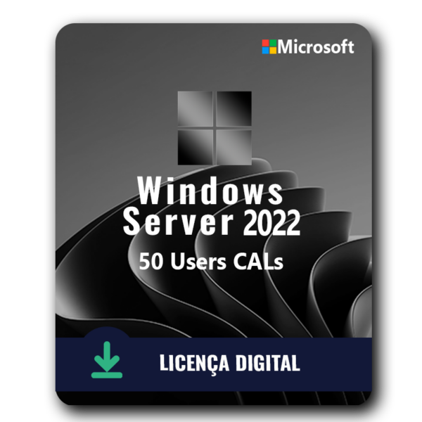 Pacote De 50 User CALs Windows Server 2022 - 32/64 BITS - Licença Vitalícia + Nota Fiscal e Garantia